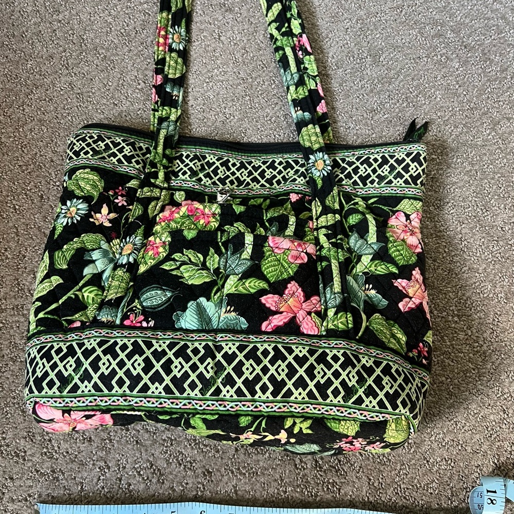Vera Bradley Floral Black and Green Tote Bag
